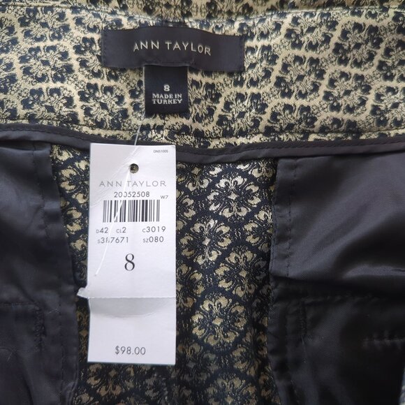 Ann Taylor Womens Metallic Brocade Patterned Slim Ankle Pants Size 8 - Picture 6 of 15